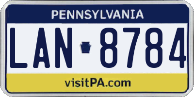 PA license plate LAN8784