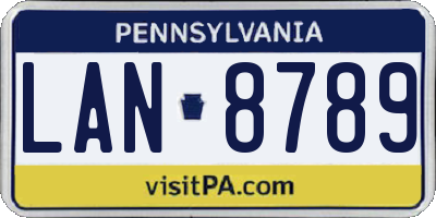 PA license plate LAN8789