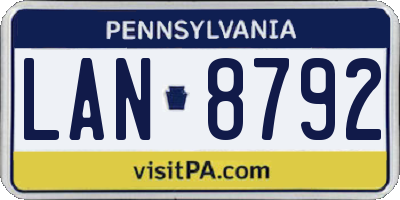 PA license plate LAN8792