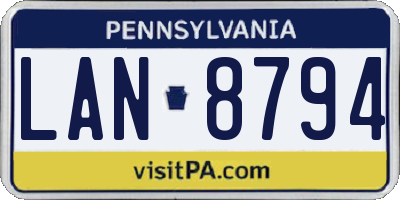 PA license plate LAN8794