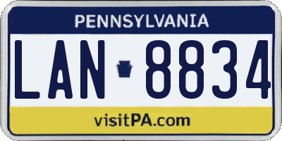 PA license plate LAN8834