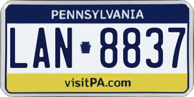 PA license plate LAN8837