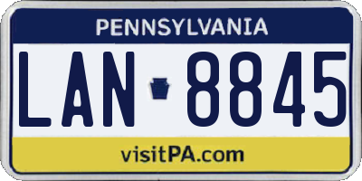 PA license plate LAN8845