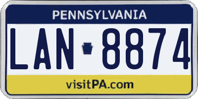 PA license plate LAN8874