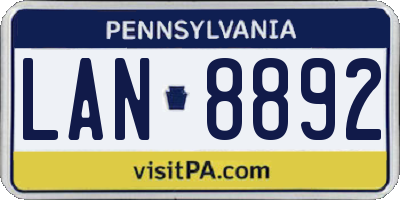 PA license plate LAN8892
