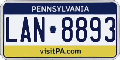 PA license plate LAN8893