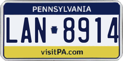 PA license plate LAN8914