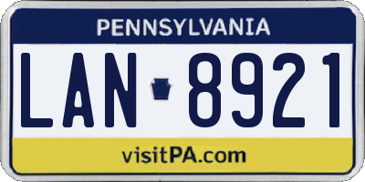 PA license plate LAN8921