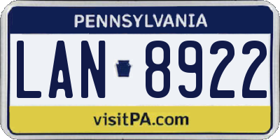 PA license plate LAN8922