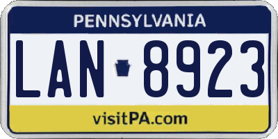 PA license plate LAN8923