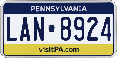 PA license plate LAN8924
