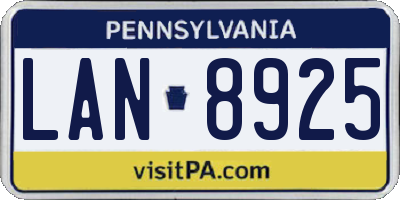 PA license plate LAN8925