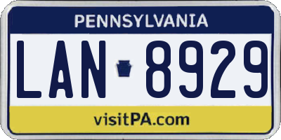 PA license plate LAN8929