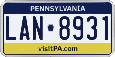 PA license plate LAN8931