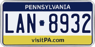 PA license plate LAN8932