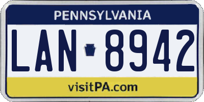 PA license plate LAN8942