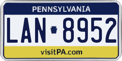 PA license plate LAN8952