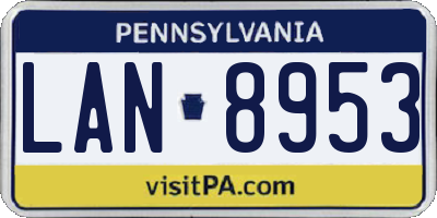 PA license plate LAN8953
