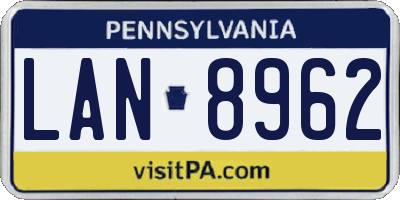 PA license plate LAN8962