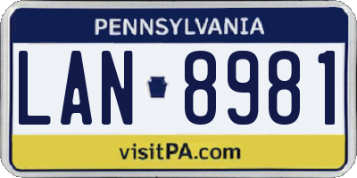 PA license plate LAN8981