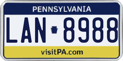 PA license plate LAN8988