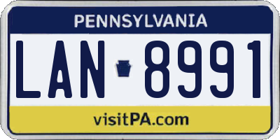 PA license plate LAN8991