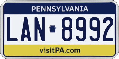 PA license plate LAN8992