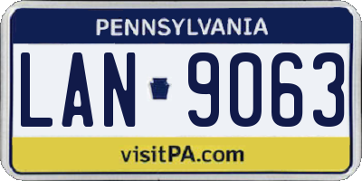 PA license plate LAN9063