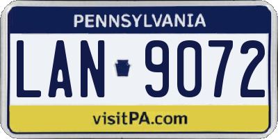 PA license plate LAN9072