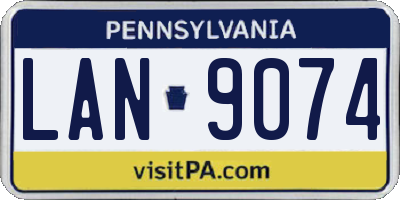 PA license plate LAN9074