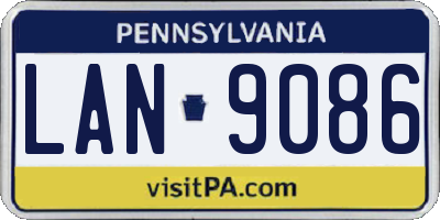 PA license plate LAN9086