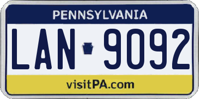 PA license plate LAN9092