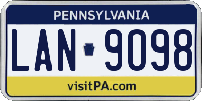PA license plate LAN9098