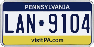 PA license plate LAN9104