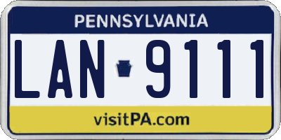 PA license plate LAN9111