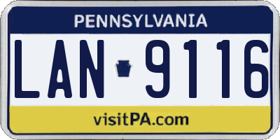 PA license plate LAN9116