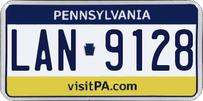PA license plate LAN9128