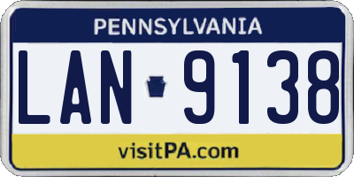 PA license plate LAN9138