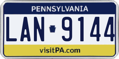 PA license plate LAN9144