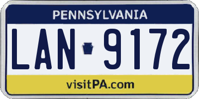 PA license plate LAN9172