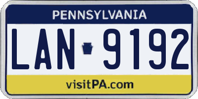PA license plate LAN9192