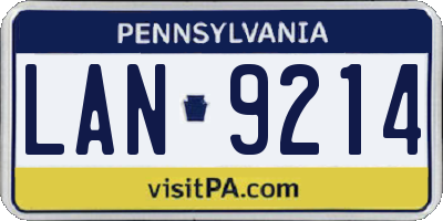 PA license plate LAN9214