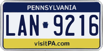 PA license plate LAN9216