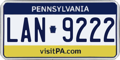 PA license plate LAN9222