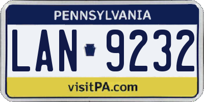 PA license plate LAN9232