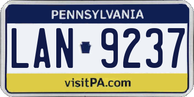 PA license plate LAN9237
