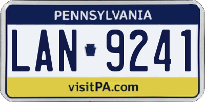PA license plate LAN9241