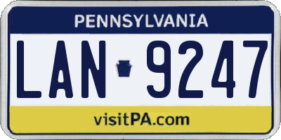 PA license plate LAN9247