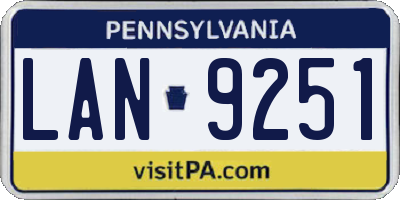 PA license plate LAN9251