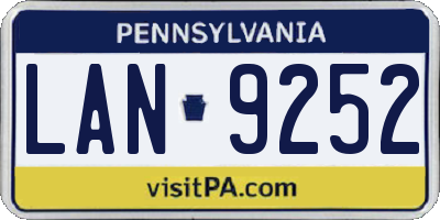 PA license plate LAN9252